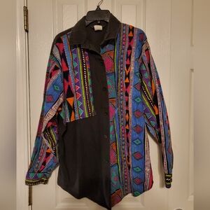 VINTAGE Retro Button Up Aztec Shirt Size 38